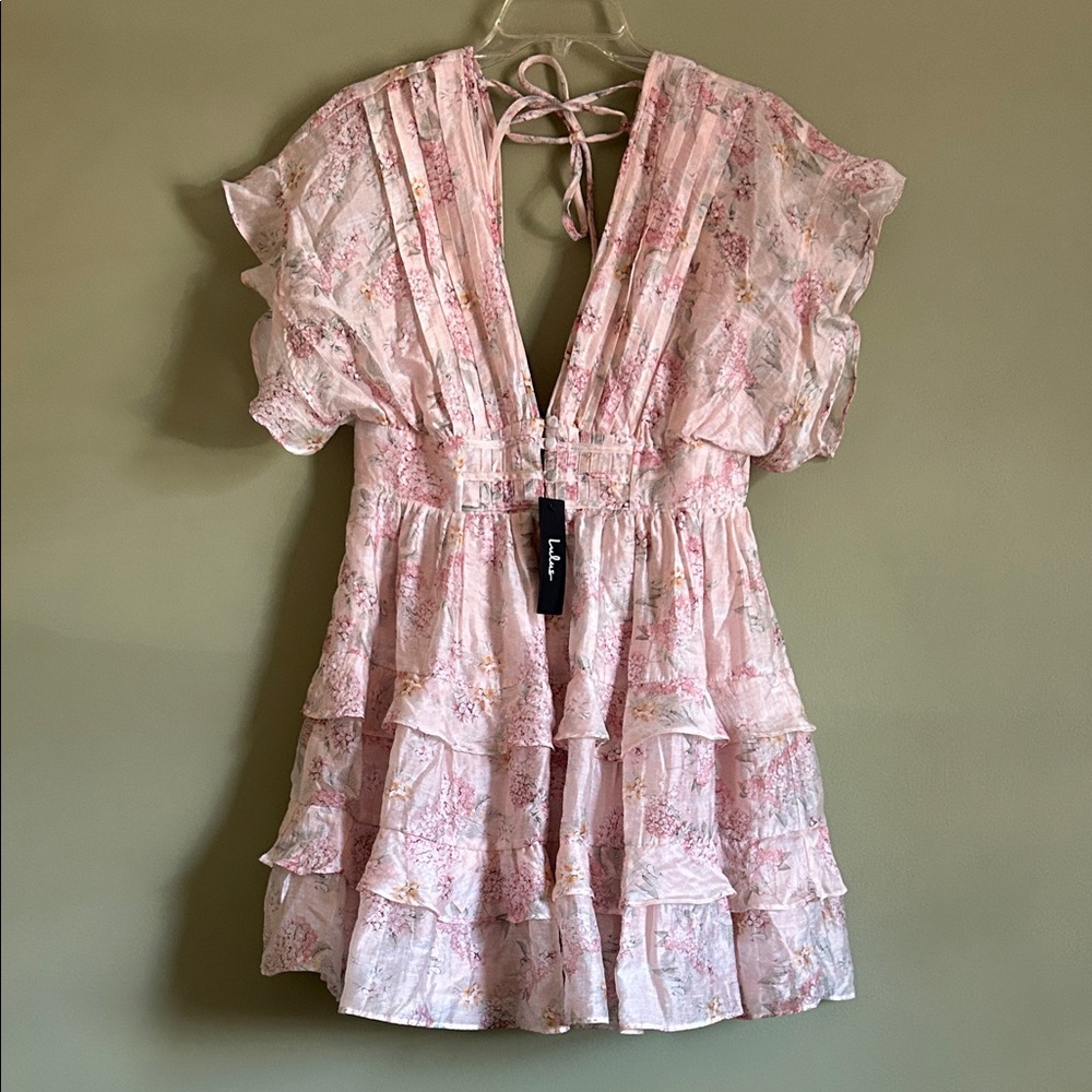 Lulus Romantic Pink Floral Tiered Mini Dress